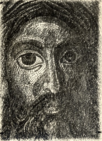 Zigrossi, Giuseppe — Anonimo romano sec. VI - SS. Cosma e Damiano, mosaico dell'abside: volto di Cristo Redentore — particolare